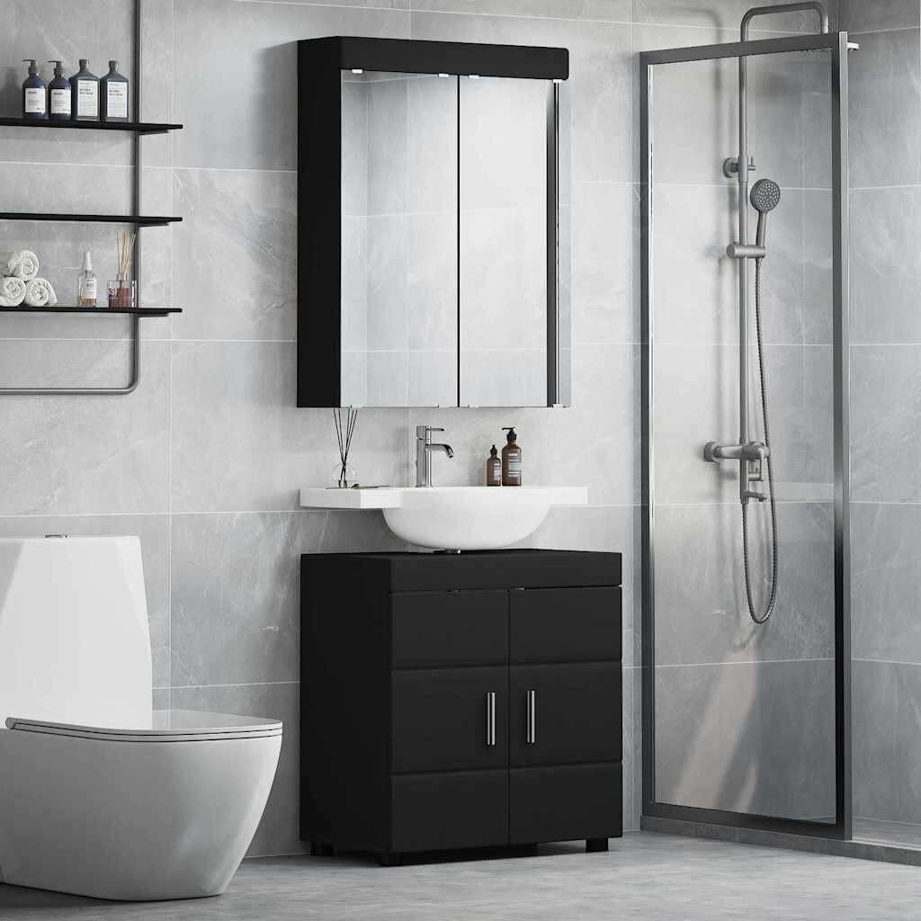vidaXL Комплект мебели за баня TULUM 2 бр. Черно 60 x 34 x 63 см