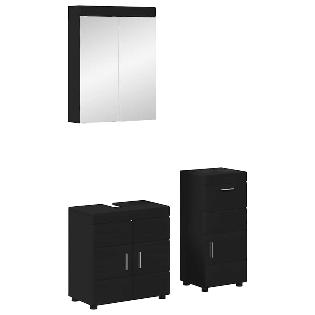 vidaXL Комплект мебели за баня TULUM 3 бр. Черно 60 x 34 x 63 см