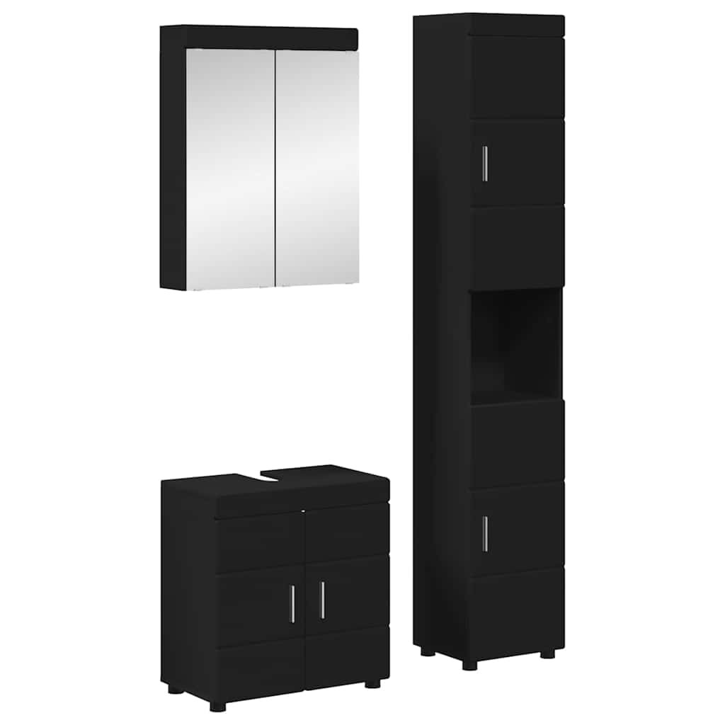 vidaXL Комплект мебели за баня TULUM 3 бр. Черно 60 x 34 x 63 см