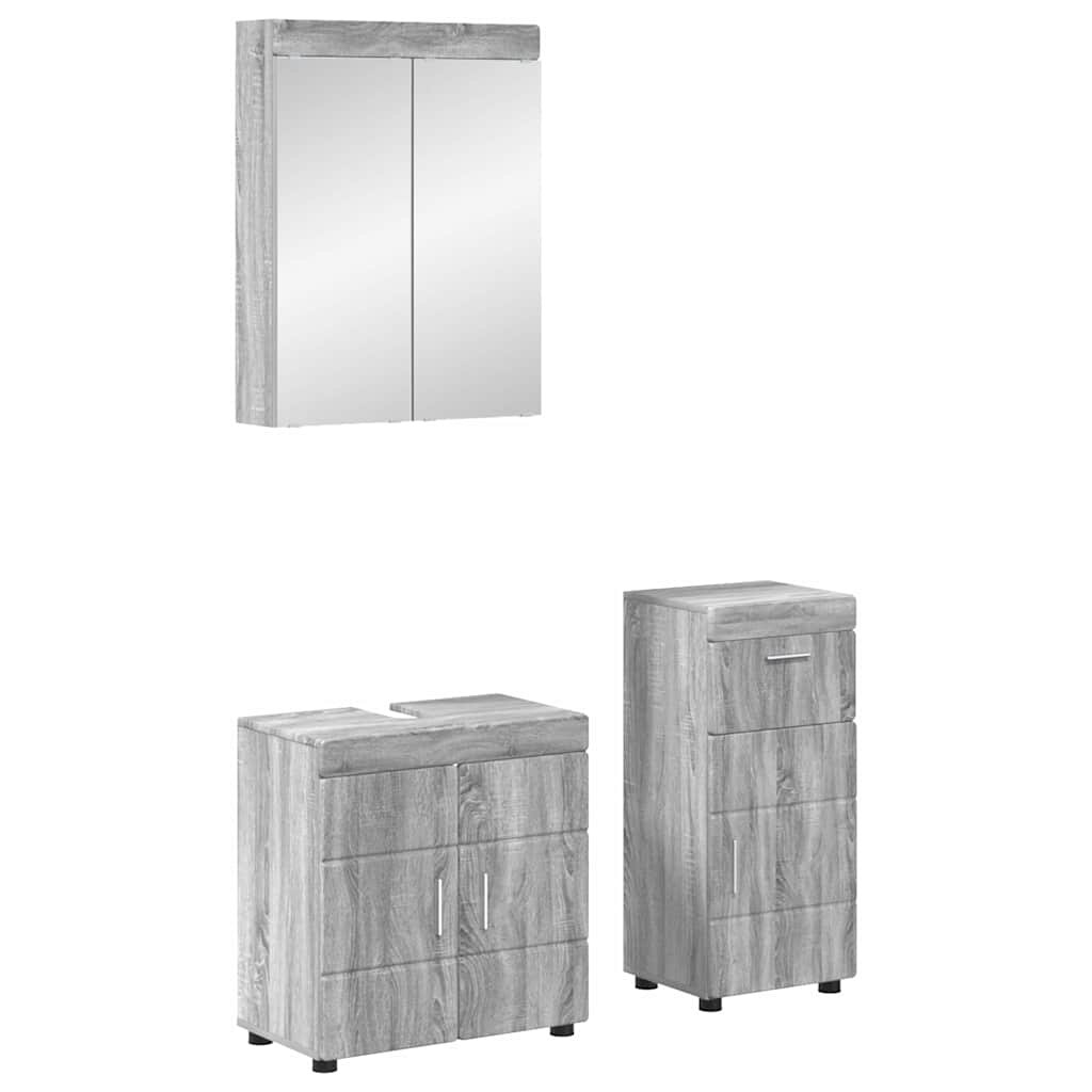 vidaXL Комплект мебели за баня TULUM 3 бр. Сив Сонома 60 x 34 x 63 см