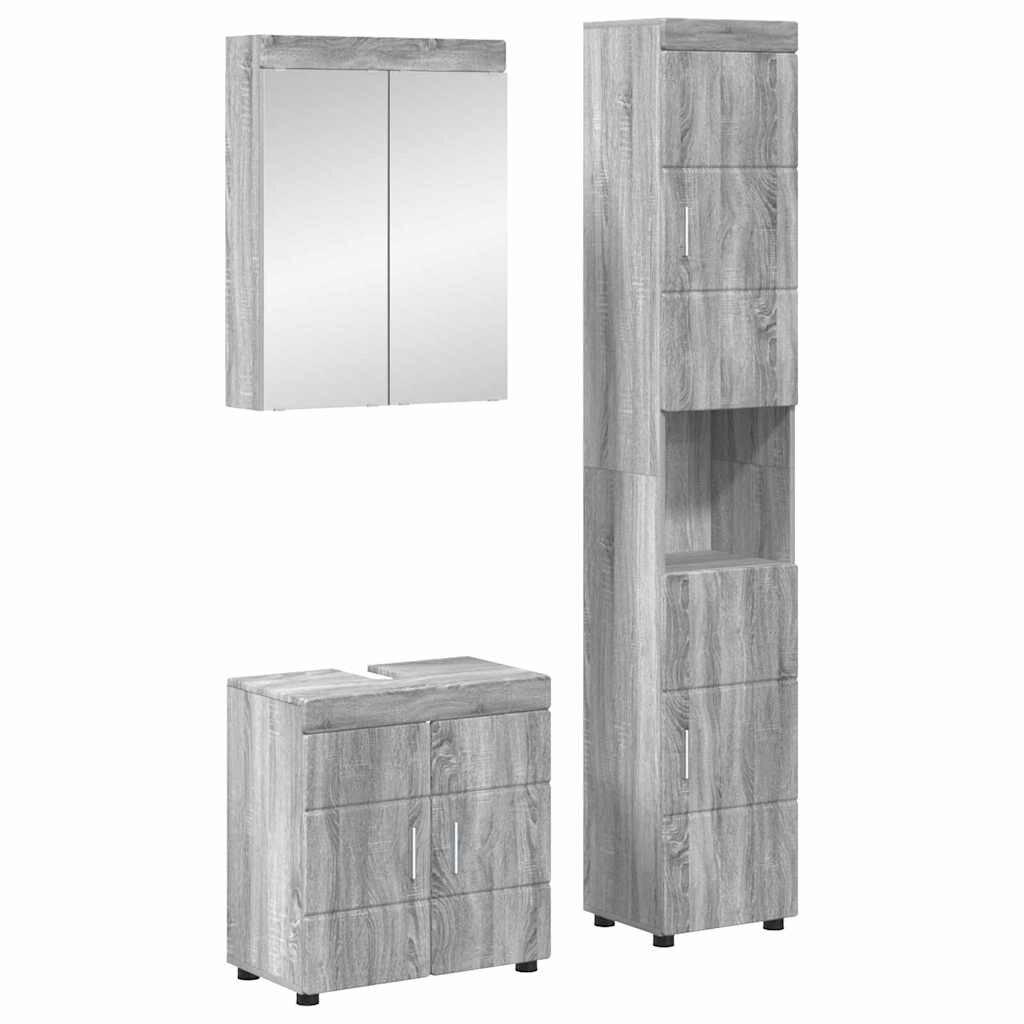vidaXL Комплект мебели за баня TULUM 3 бр. Сив Сонома 60 x 34 x 63 см