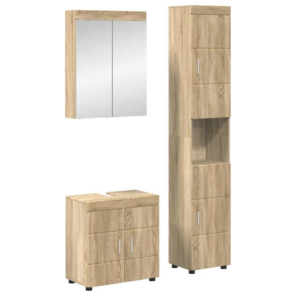 vidaXL Комплект мебели за баня TULUM 3 бр. Сонома дъб 60 x 34 x 63 см