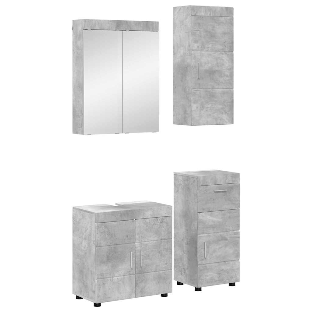 vidaXL Комплект мебели за баня TULUM 4 бр. Циментено сиво