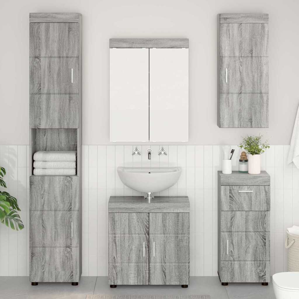 vidaXL Комплект мебели за баня TULUM 5 бр. Сив Сонома 60 x 34 x 63 см