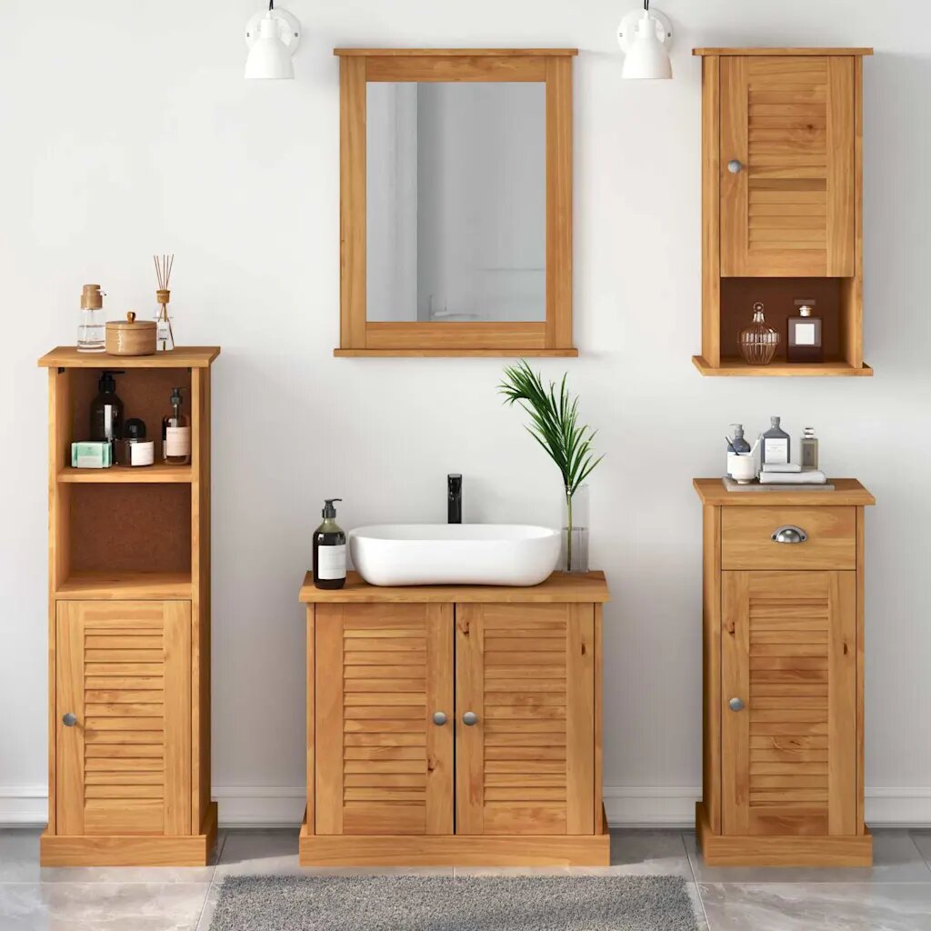 vidaXL Комплект мебели за баня VIGO 5 бр. Меден кафяв 37 x 34 x 110 см
