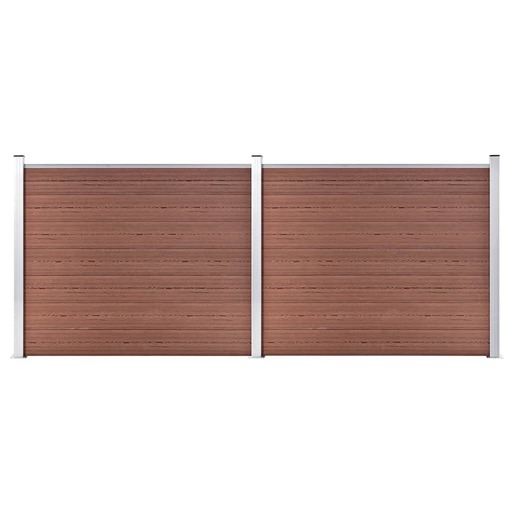 vidaXL Комплект оградни панели WPC 353x146 см кафяв