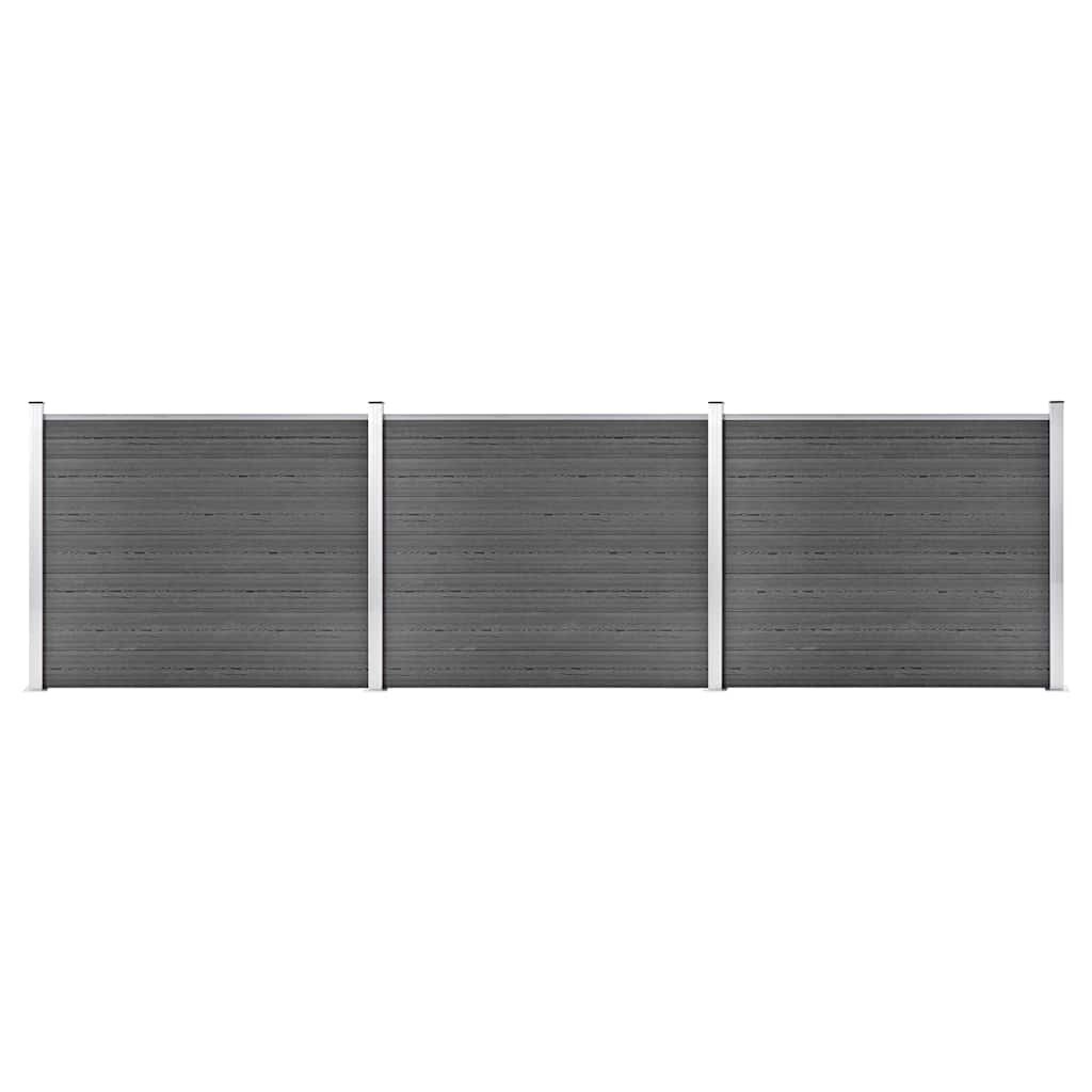vidaXL Комплект оградни панели WPC 526x146 см черен