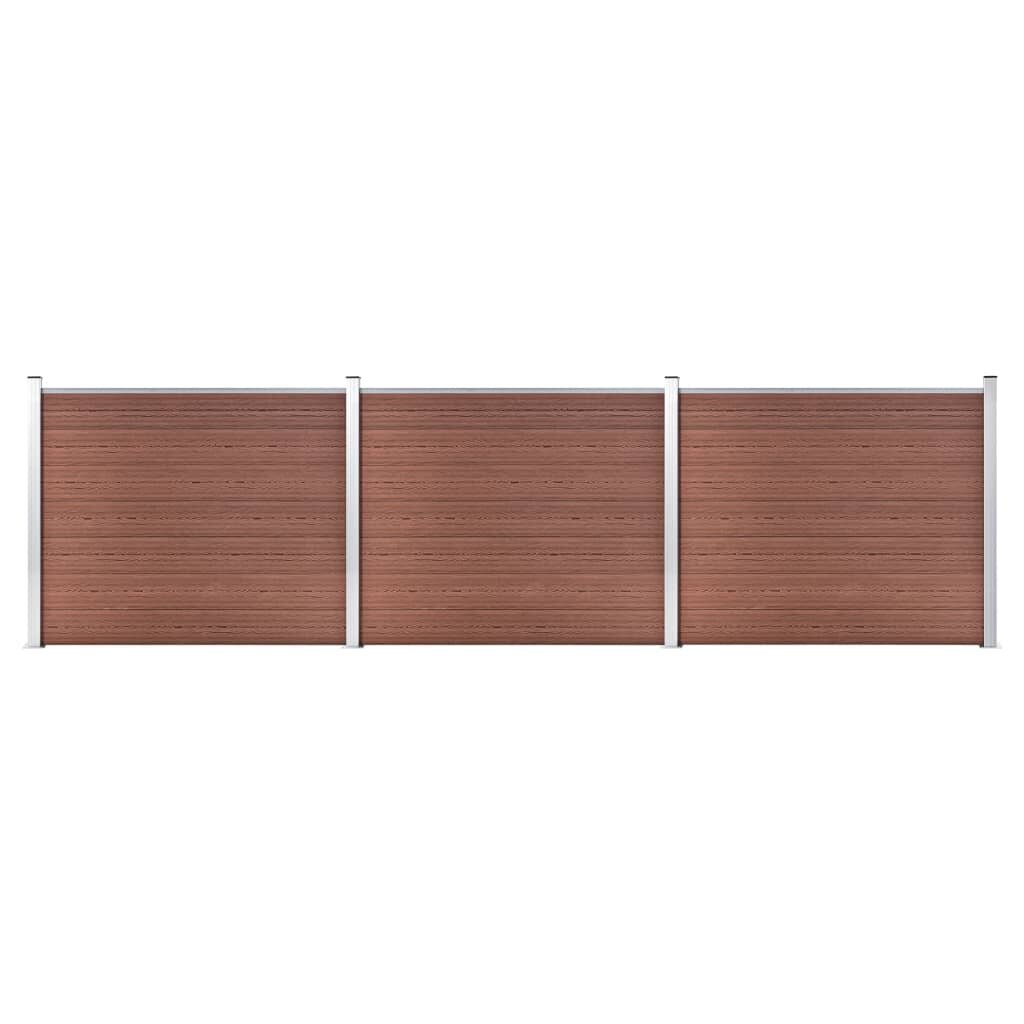 vidaXL Комплект оградни панели WPC 526x146 см кафяв