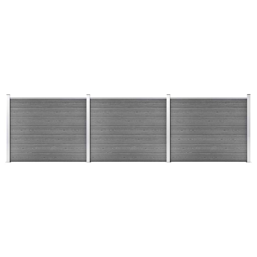 vidaXL Комплект оградни панели WPC 526x146 см сив