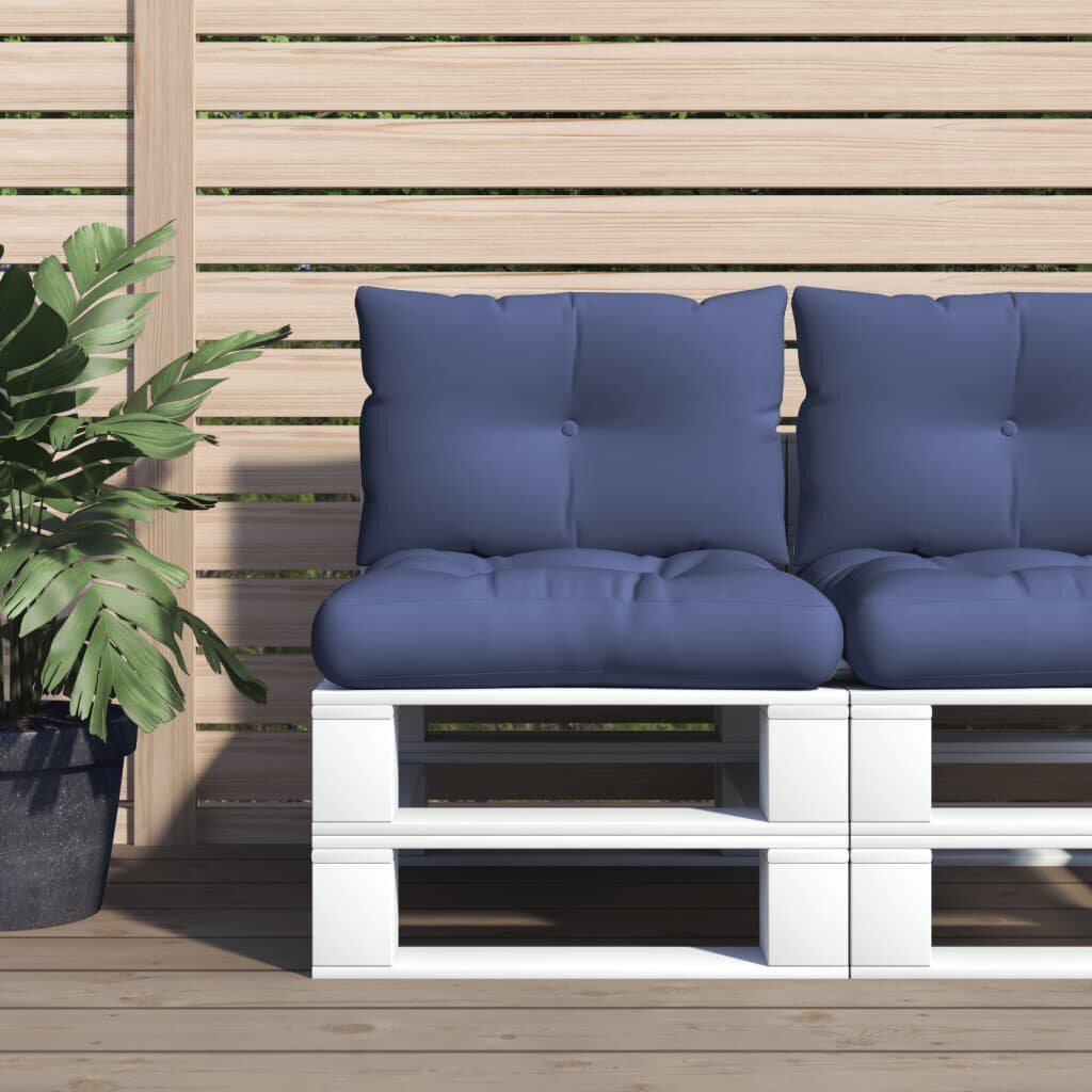 vidaXL Комплект палетни възглавници нейви синьо 60x38x13 см текстил