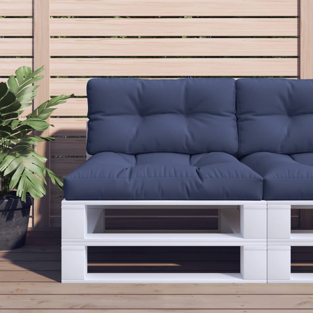 vidaXL Комплект палетни възглавници нейви синьо 70x40x12 см текстил