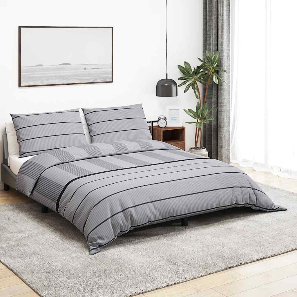 vidaXL Комплект плик за завивка светлосив 155x220 см памук