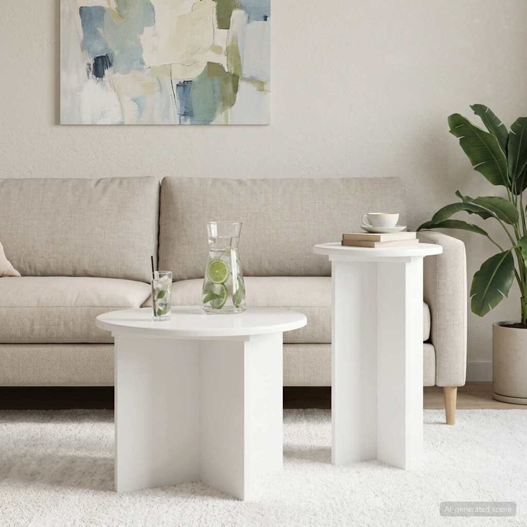 vidaXL Комплект помощни маси 2 бр. Бял гланц Ø 45 x 35 cm