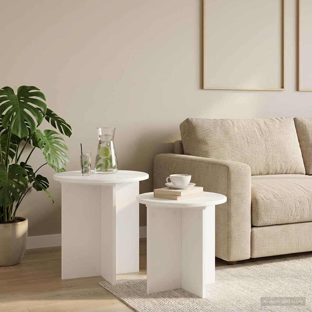 vidaXL Комплект помощни маси 2 бр. Бяло Ø 45 x 45 см