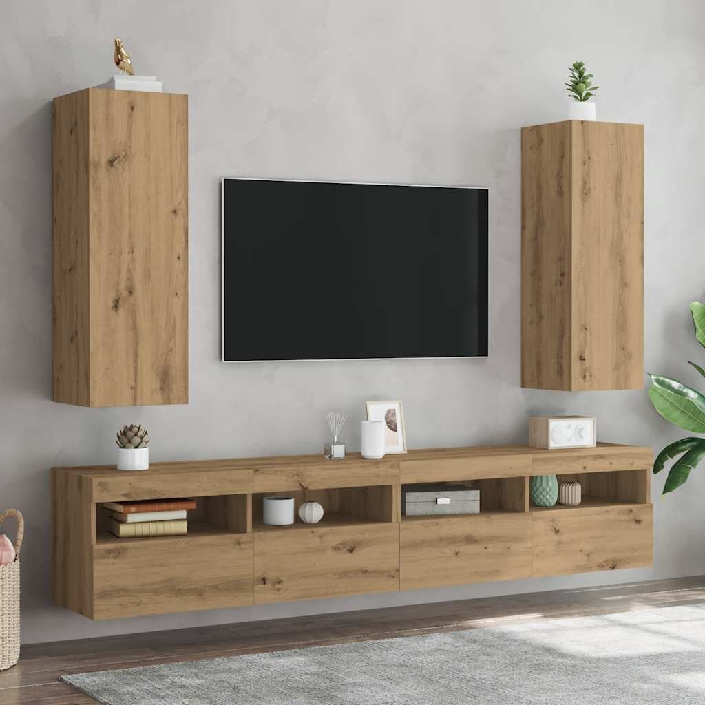 vidaXL Комплект шкаф за телевизор от 2 части Дъб Artisan 305x30x90 cm