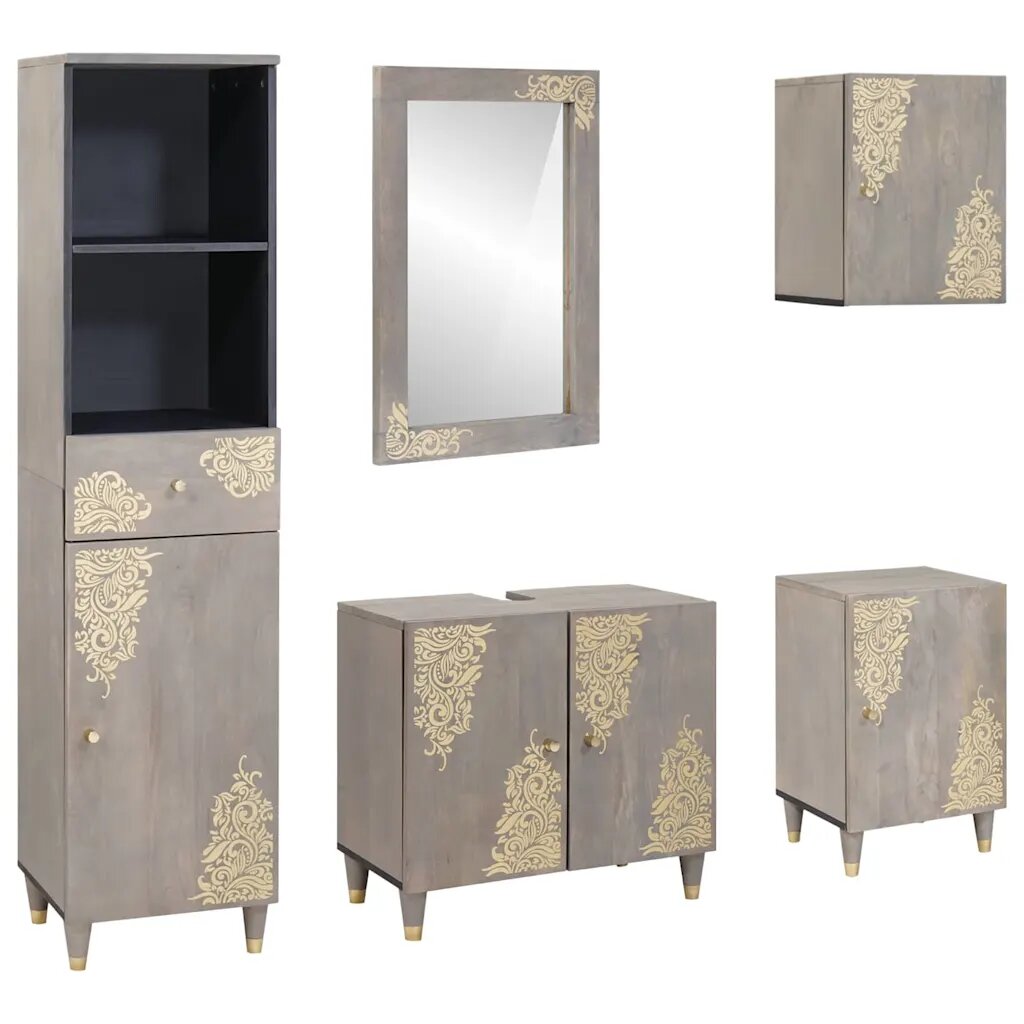 vidaXL Комплект шкафове за баня 5 бр. Сив 62 x 33 x 58 см