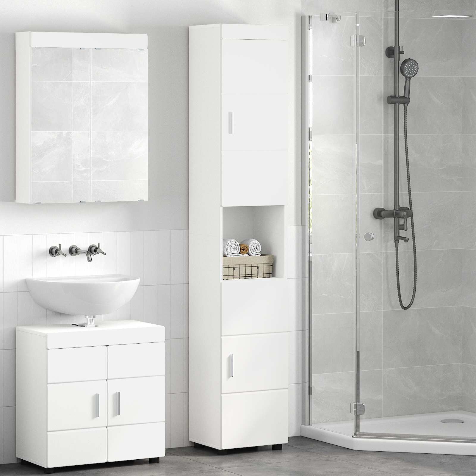 vidaXL Комплект шкафове за баня TULUM Бяло 37 x 315 x 203 см