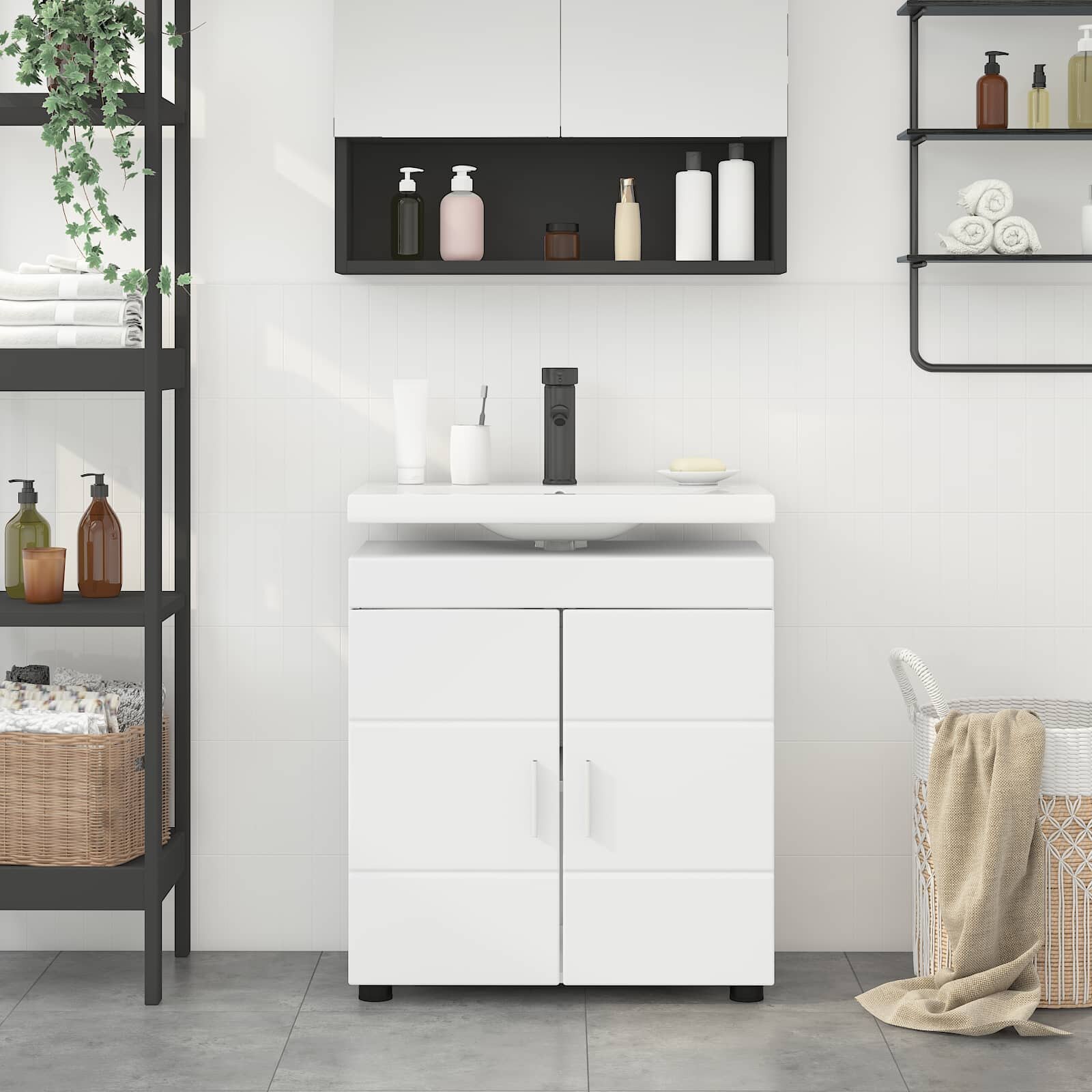 vidaXL Комплект шкафове за баня TULUM Бяло 60 x 34 x 63 см