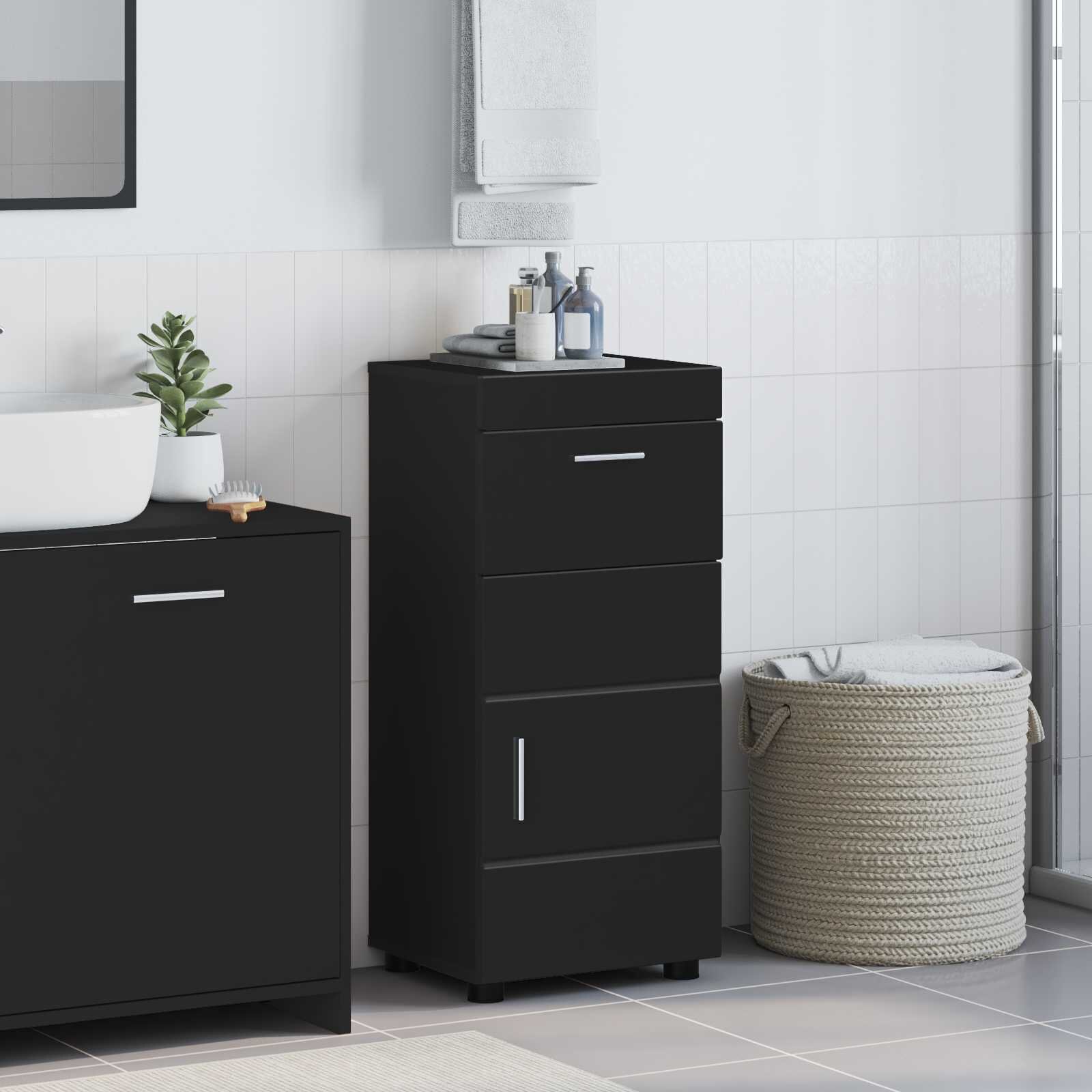 vidaXL Комплект шкафове за баня TULUM Черно 37 x 315 x 82 см