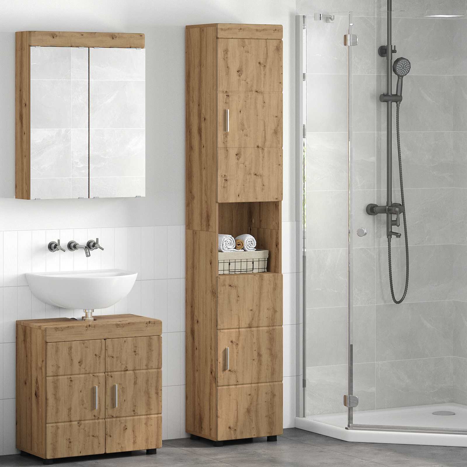 vidaXL Комплект шкафове за баня TULUM Дъб 37 x 315 x 203 см