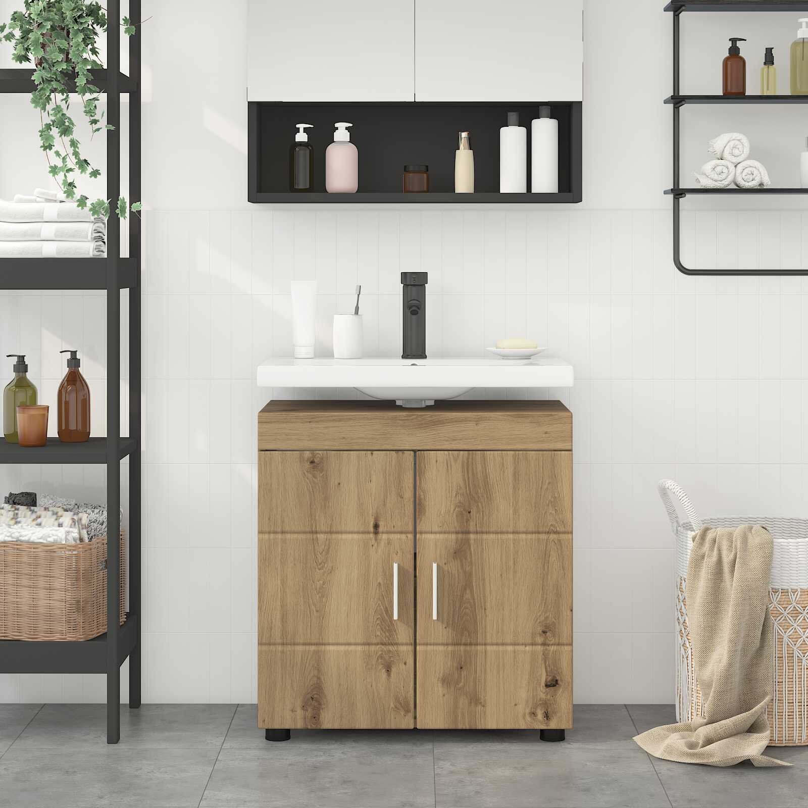 vidaXL Комплект шкафове за баня TULUM Дъб 60 x 34 x 63 см