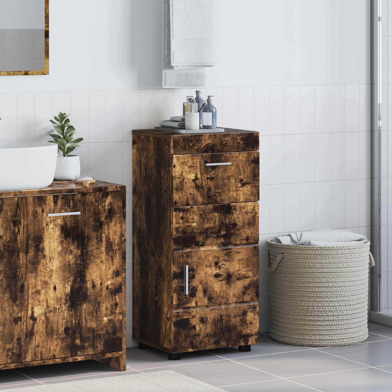 vidaXL Комплект шкафове за баня TULUM Димян дъб 37 x 315 x 82 см