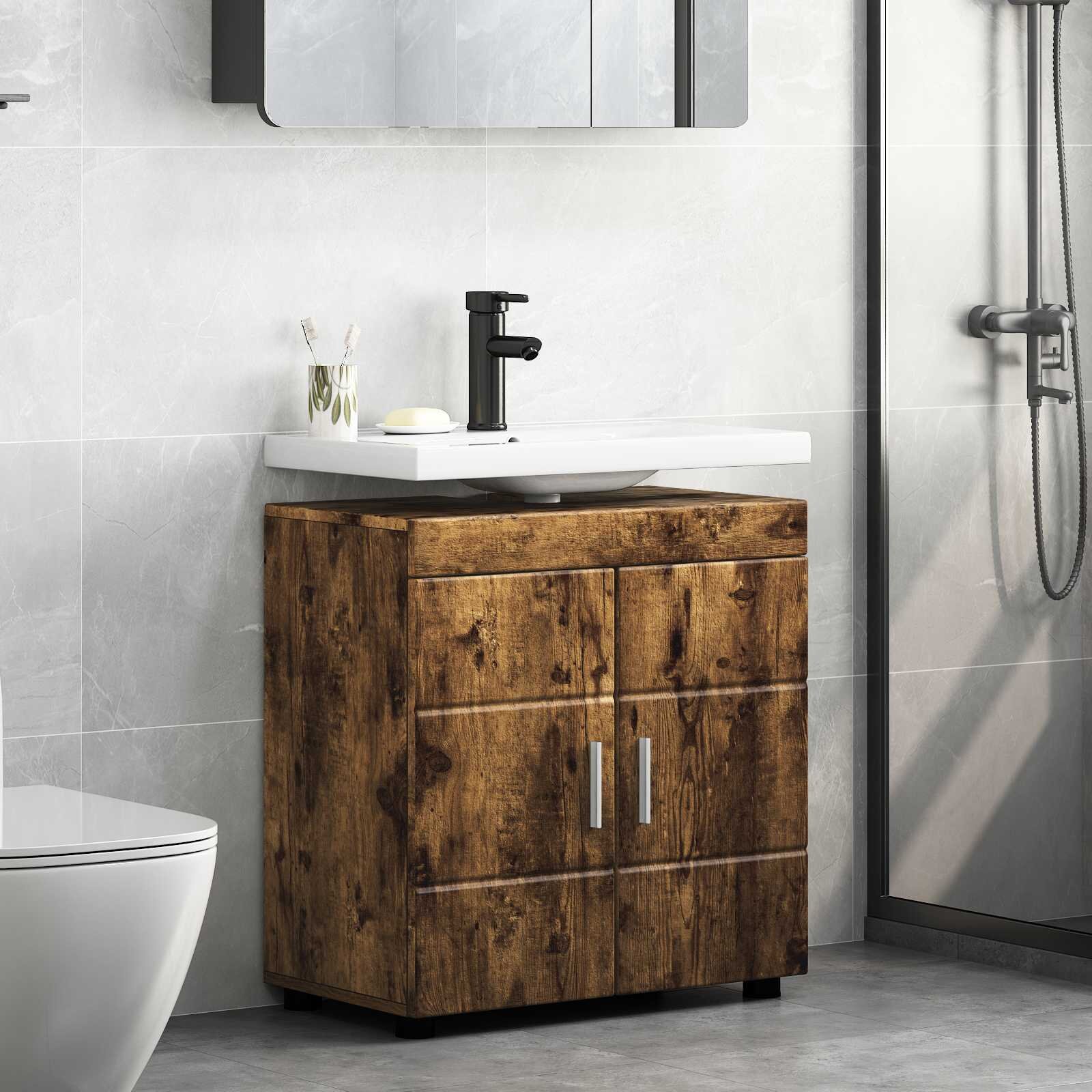 vidaXL Комплект шкафове за баня TULUM Димян дъб 60 x 34 x 63 см