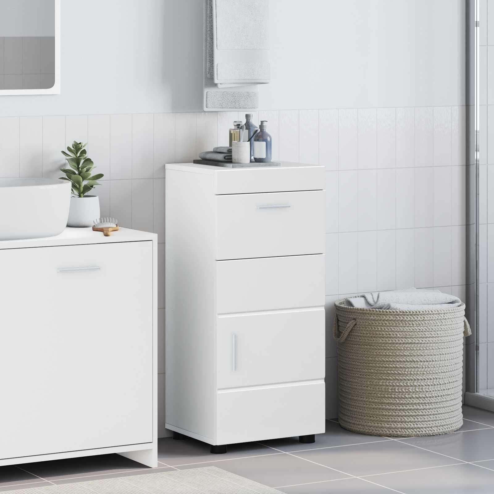 vidaXL Комплект шкафове за баня TULUM Лъскаво бяло 37 x 315 x 82 см