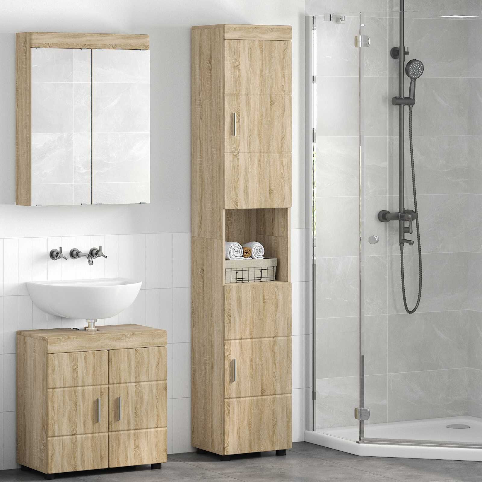 vidaXL Комплект шкафове за баня TULUM Сонома дъб 37 x 315 x 203 см