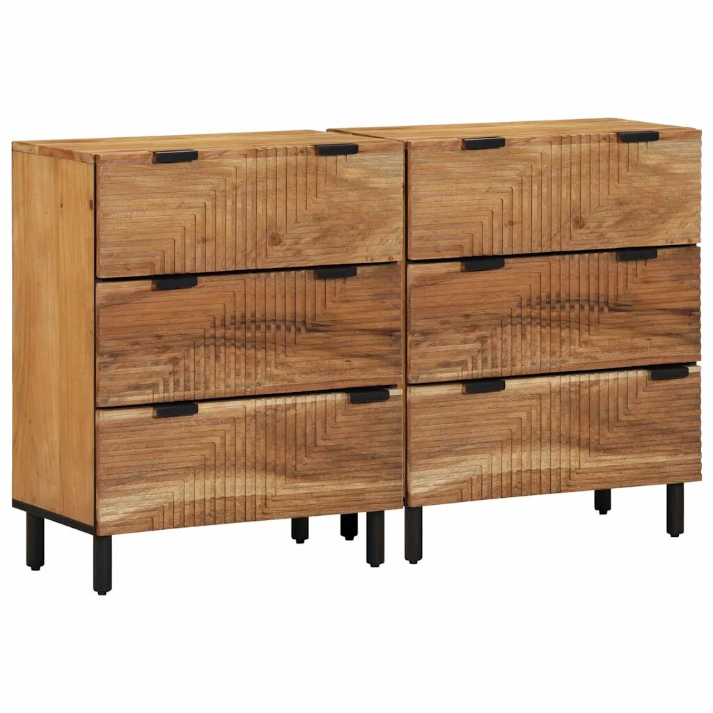 vidaXL Комплект скрин 2 бр. 120 x 33 x 75 см Солидно акациево дърво