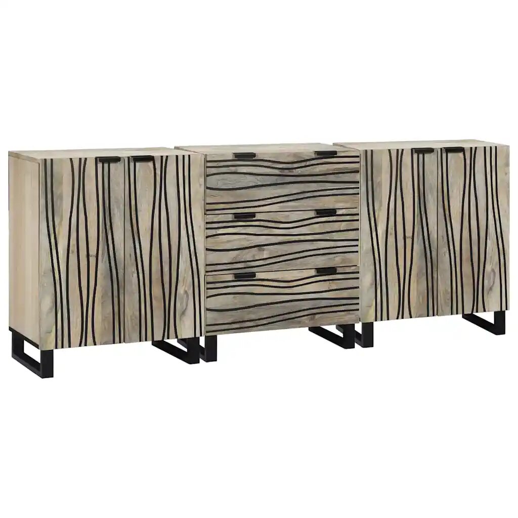 vidaXL Комплект скрин 3 бр. Бяло 180 x 33 x 75 см