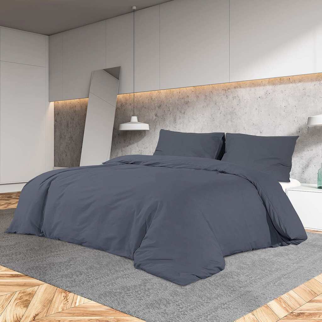vidaXL Комплект спално бельо антрацит 135x200 см памук