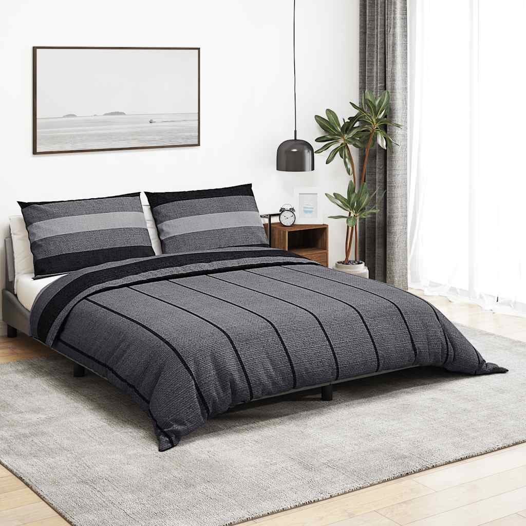 vidaXL Комплект спално бельо тъмносив 260x240 см памук