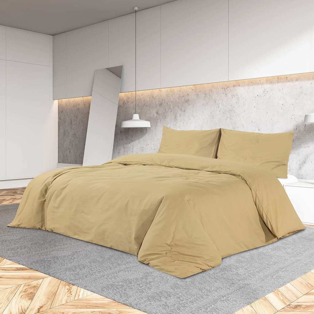 vidaXL Комплект спално бельо таупе 140x200 см олекотен микрофибър