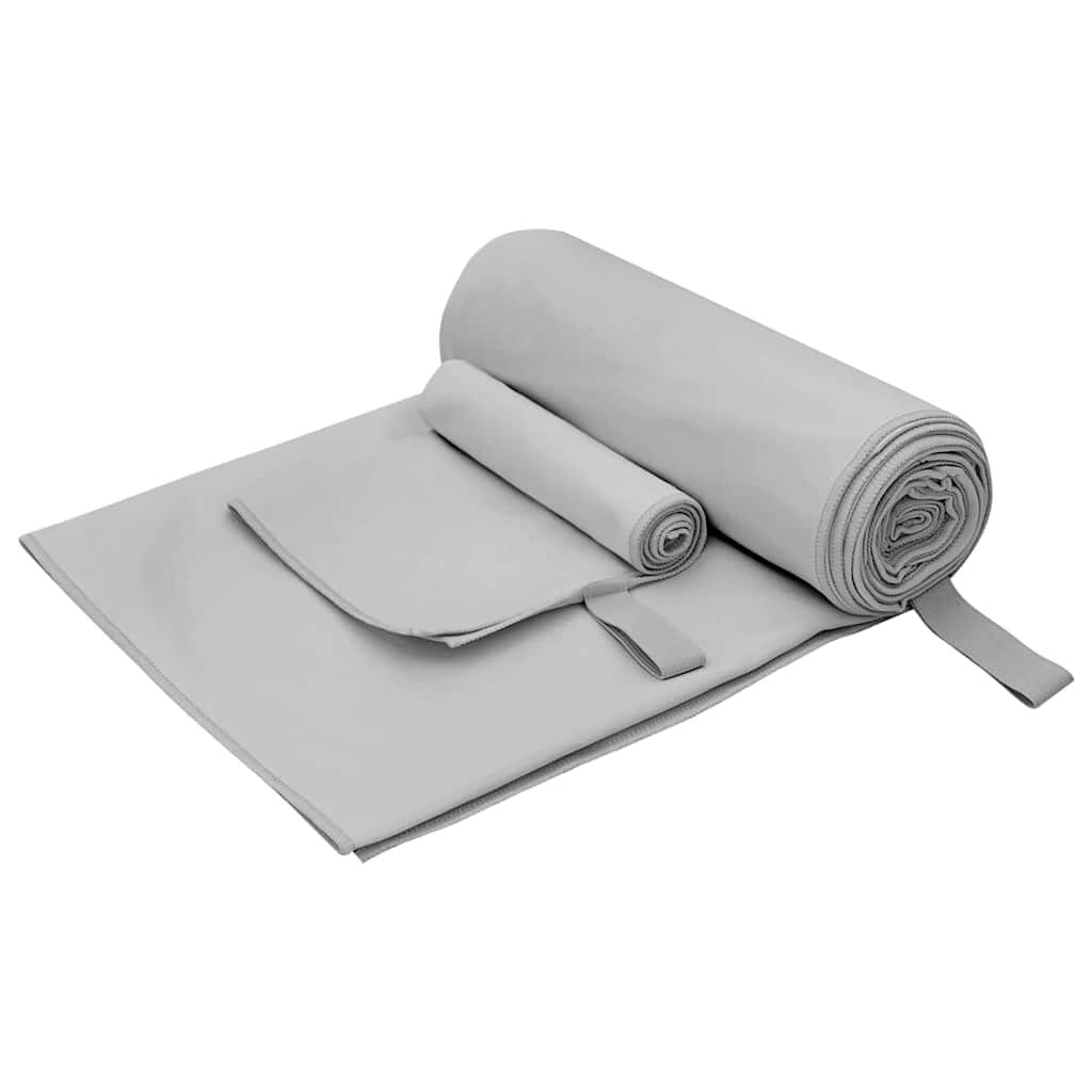 vidaXL Комплект Спортни Хавлии 2 бр. Сиво 50 x 30 cm 200 x 100 cm