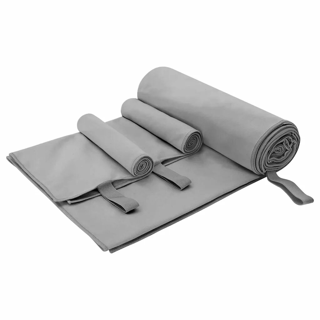 vidaXL Комплект Спортни Хавлии 3 бр. Тъмносиво 210 x 100 cm