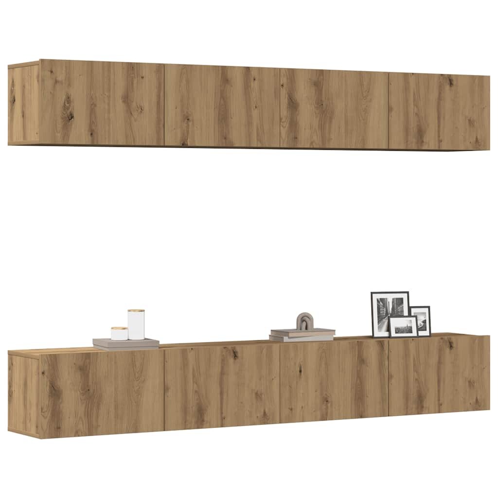 vidaXL Комплект стенен ТВ шкаф 4 части дъбов 100x30x30 см