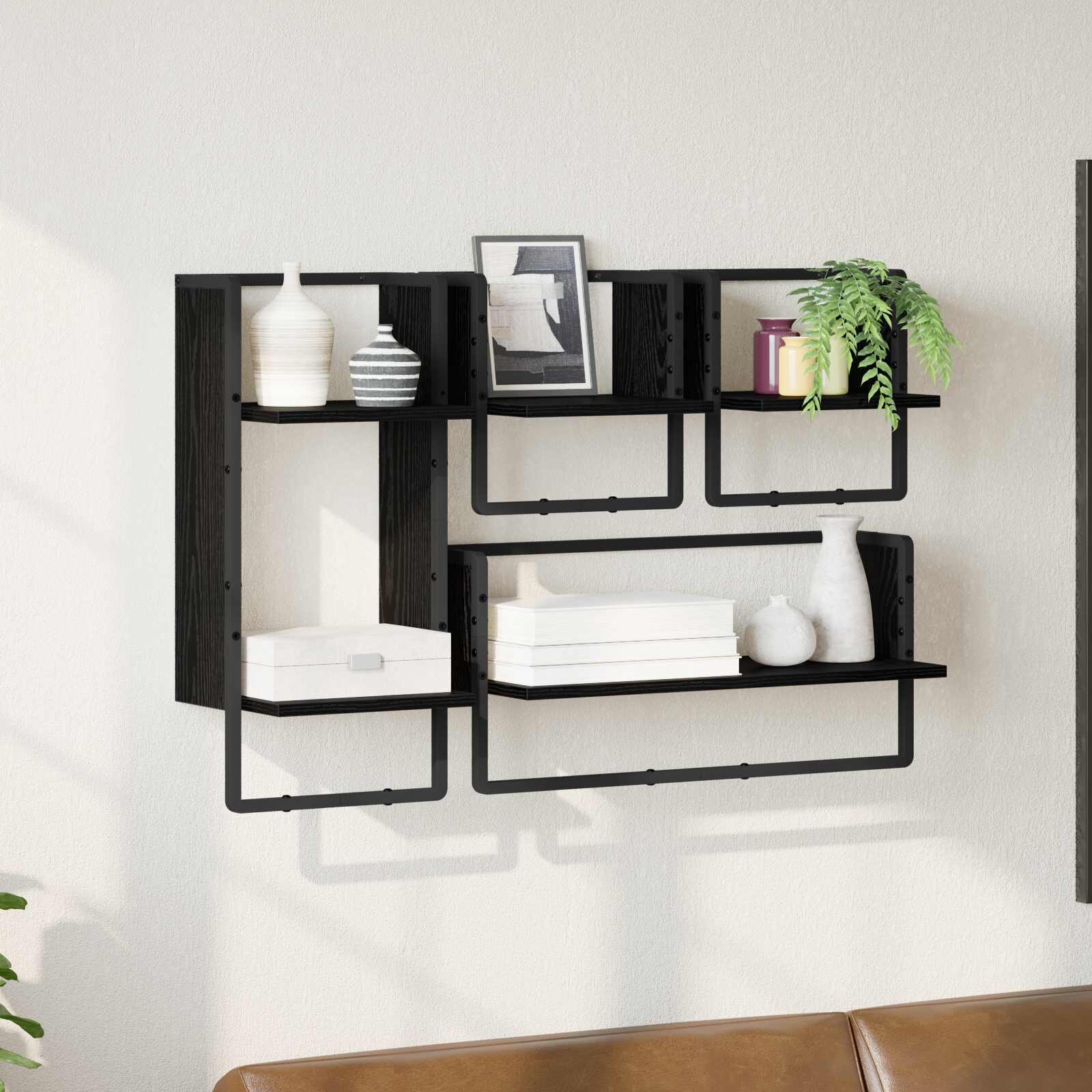 vidaXL Комплект стенни рафтове 4 бр. Черния дъб 65 x 25 x 30 cm
