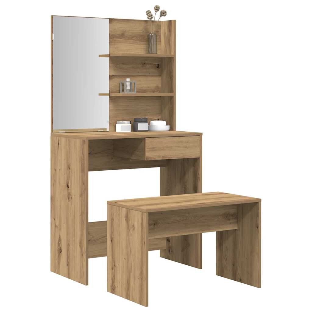 vidaXL Комплект тоалетка Artisan Oak Engineered Wood