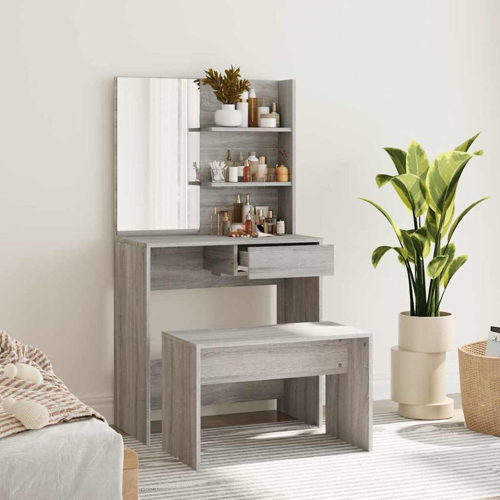 vidaXL Комплект тоалетка сонома дъб 745x40x141 см