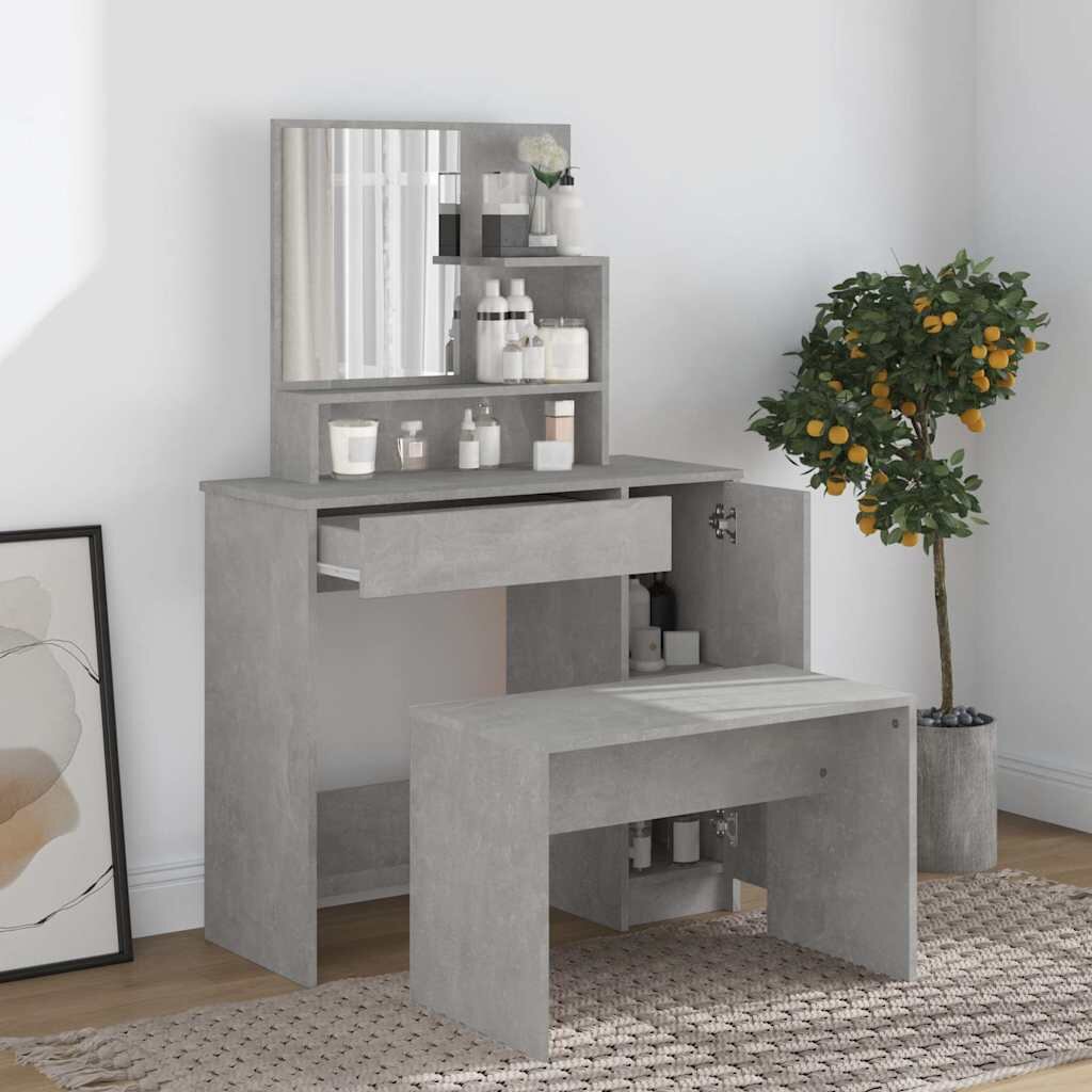 vidaXL Комплект тоалеткабетонно сива 865x35x136 см