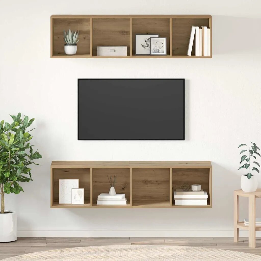 vidaXL Комплект ТВ шкаф 2 бр. Дъб Инженерна дървесина