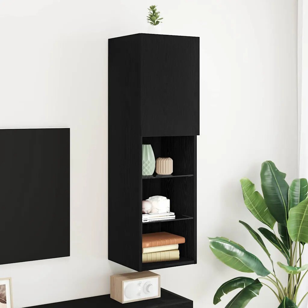 vidaXL Комплект ТВ шкаф 305 x 30 x 102 см Черния дъб