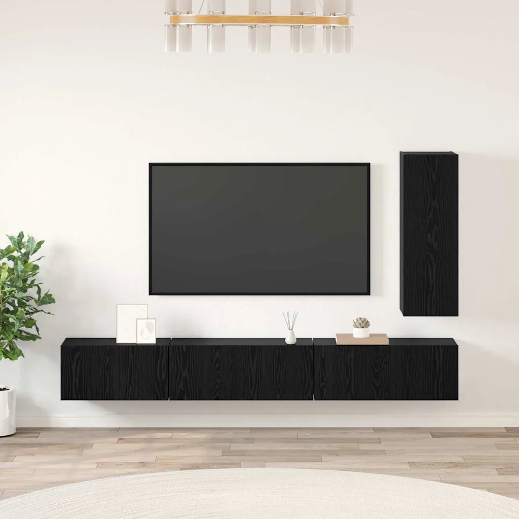 vidaXL Комплект ТВ шкаф 4 бр. 305 x 30 x 90 см Черния дъб
