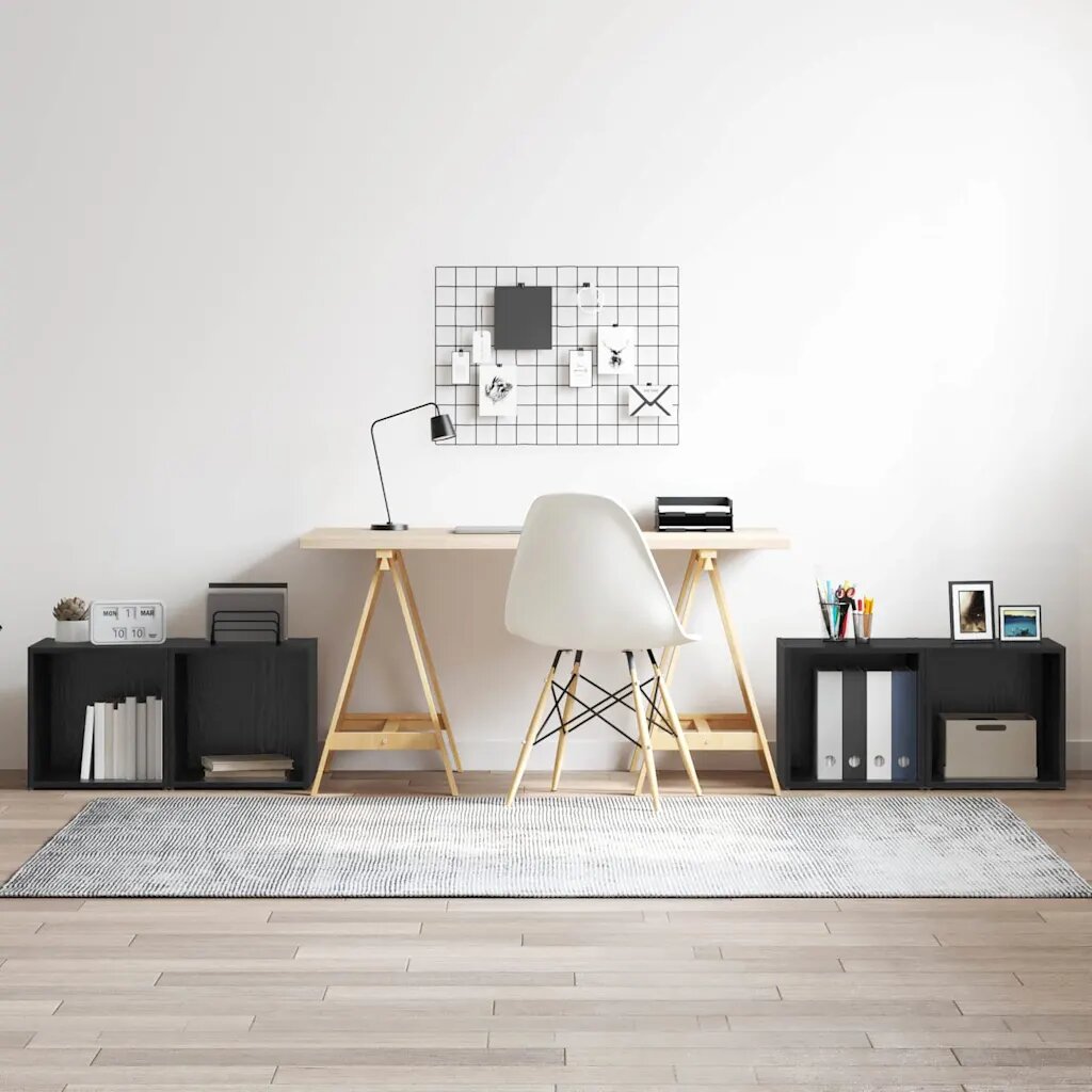 vidaXL Комплект ТВ шкаф 4 бр. Черно Инженерна дървесина