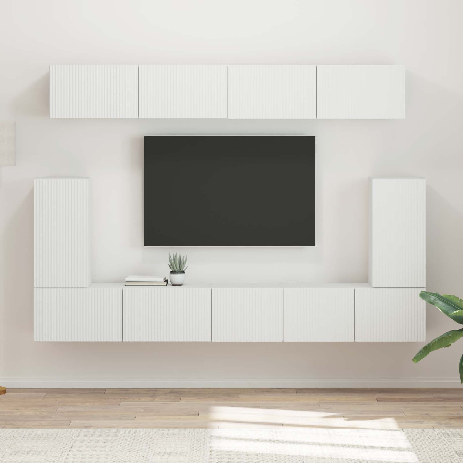 vidaXL Комплект ТВ шкаф 5 бр. Бяло Инженерна дървесина
