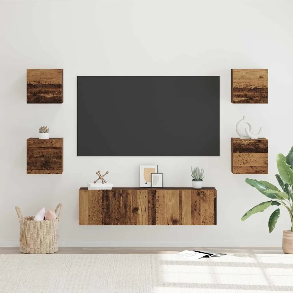 vidaXL Комплект ТВ шкаф 6 бр. 60 x 30 x 30 cm Старо дърво
