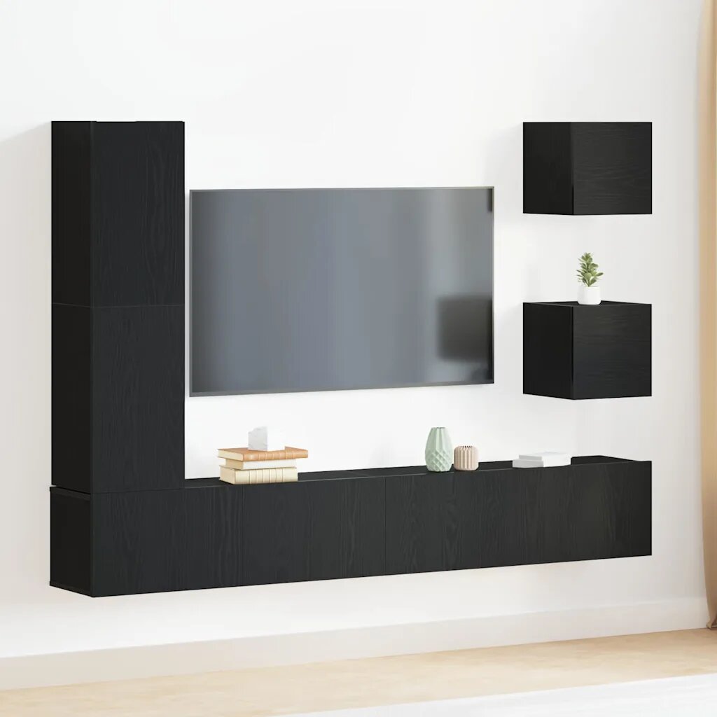 vidaXL Комплект ТВ шкаф 6 pcs Черния дъб 160 x 30 x 305 см