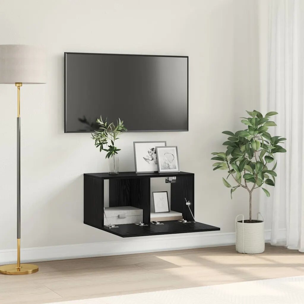 vidaXL Комплект ТВ шкаф 60 x 30 x 30 cm Черно Инженерна дървесина