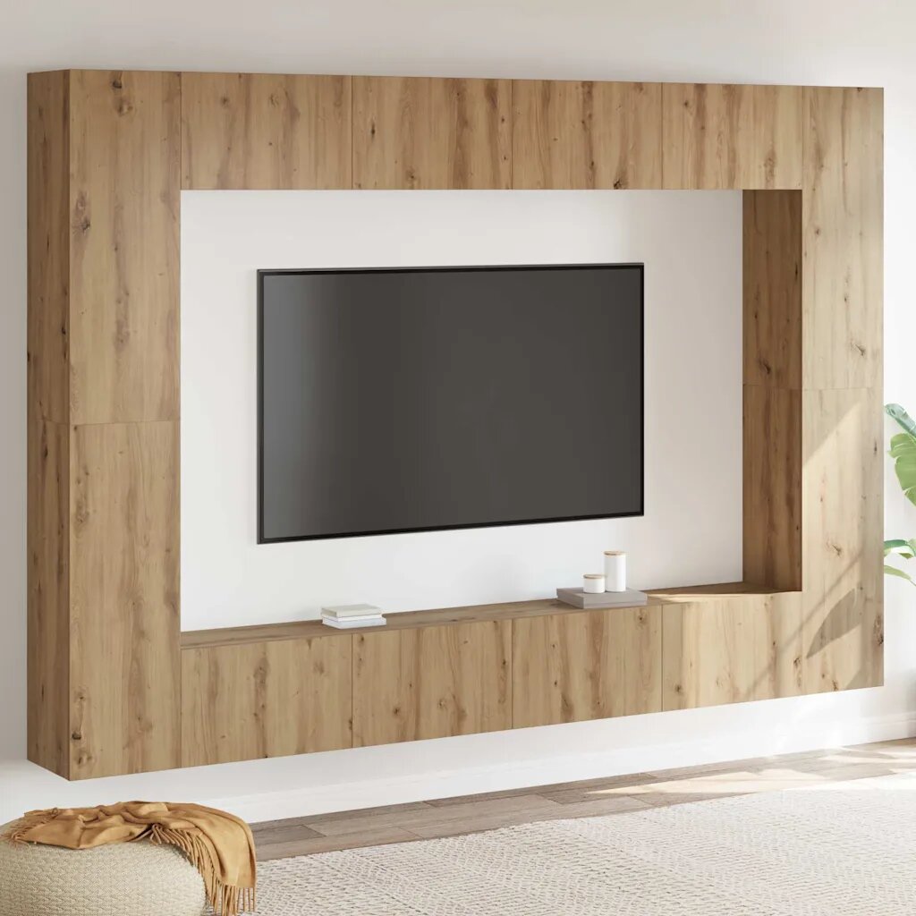 vidaXL Комплект ТВ шкаф 8 pcs дъб артизан Инженерно дърво